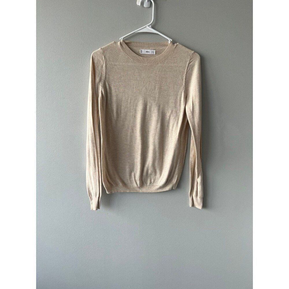 Mango MNG Women Medium Neutral Fall Chic Minimalist Casual Knit Top